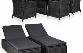 Set Mobili da Giardino in Polyrattan Nero 9 pz Modello 3 - Nero - Vidaxl