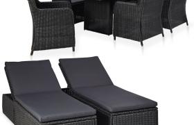 Set Mobili da Giardino in Polyrattan Nero 9 pz Modello 1 - Nero - Vidaxl