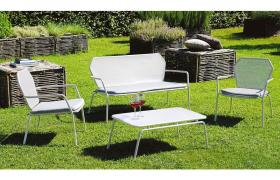 Set Salotto Da Giardino In Ferro Divano 2 Poltrone E Tavolino Vorghini Canicattì Bianco