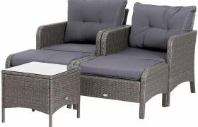 Set Salotto Da Giardino In Rattan Sintetico 2 Divani 2 Pouf E Tavolino Grigio Miozzi