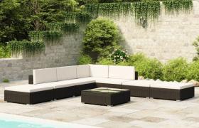 Vidaxl - Set Divani da Giardino 8 pz con Cuscini in Polyrattan Nero - Nero