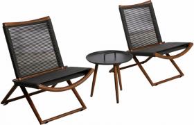 Set Tavolino E 2 Sedie Da Giardino In Alluminio E Corda Bormio Grigio - Vorghini