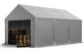 Tendone deposito 4x6m stabile tendone industriale con telone in PVC di ca. 500 g/m² grigio tendone agricolo Copertura con fondo perimetrale e