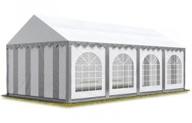 4x8 m ignifugoTendone per feste PREMIUM PVC grigio-bianco 100% impermeabile Gazebo da giardino Tendone da esterno Tenda party - TENDAPRO.IT