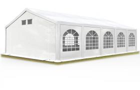 Tendone per Feste Gazebo 5x10 m bianco PE 300g/m² Impermeabile Protezione UV Tenda Giardino Sagre Eventi Mercati Esterno con telaio a pavimento