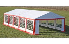 Tetto e pareti di gazebo da festa 10 x 5 m Rosso &amp; Bianco - Rosso