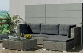 Set Divani da Giardino 5 pz con Cuscini in Polyrattan Grigio - Grigio - Vidaxl