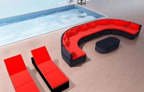 Set Divani da Giardino 13 pz con Cuscini in Polyrattan Rosso - Nero - Vidaxl