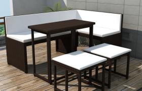 Set da Giardino 5 pz Pieghevole in Acciaio e Polyrattan Marrone - Marrone - Vidaxl