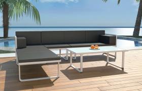 Set Divani da Giardino 4 pz con Cuscini in Alluminio Nero - Nero - Vidaxl